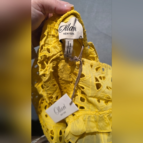 Ollari New York Charlie Blouse Sunflower Yellow Eyelet Size Medium PTP 20 - Picture 4 of 7